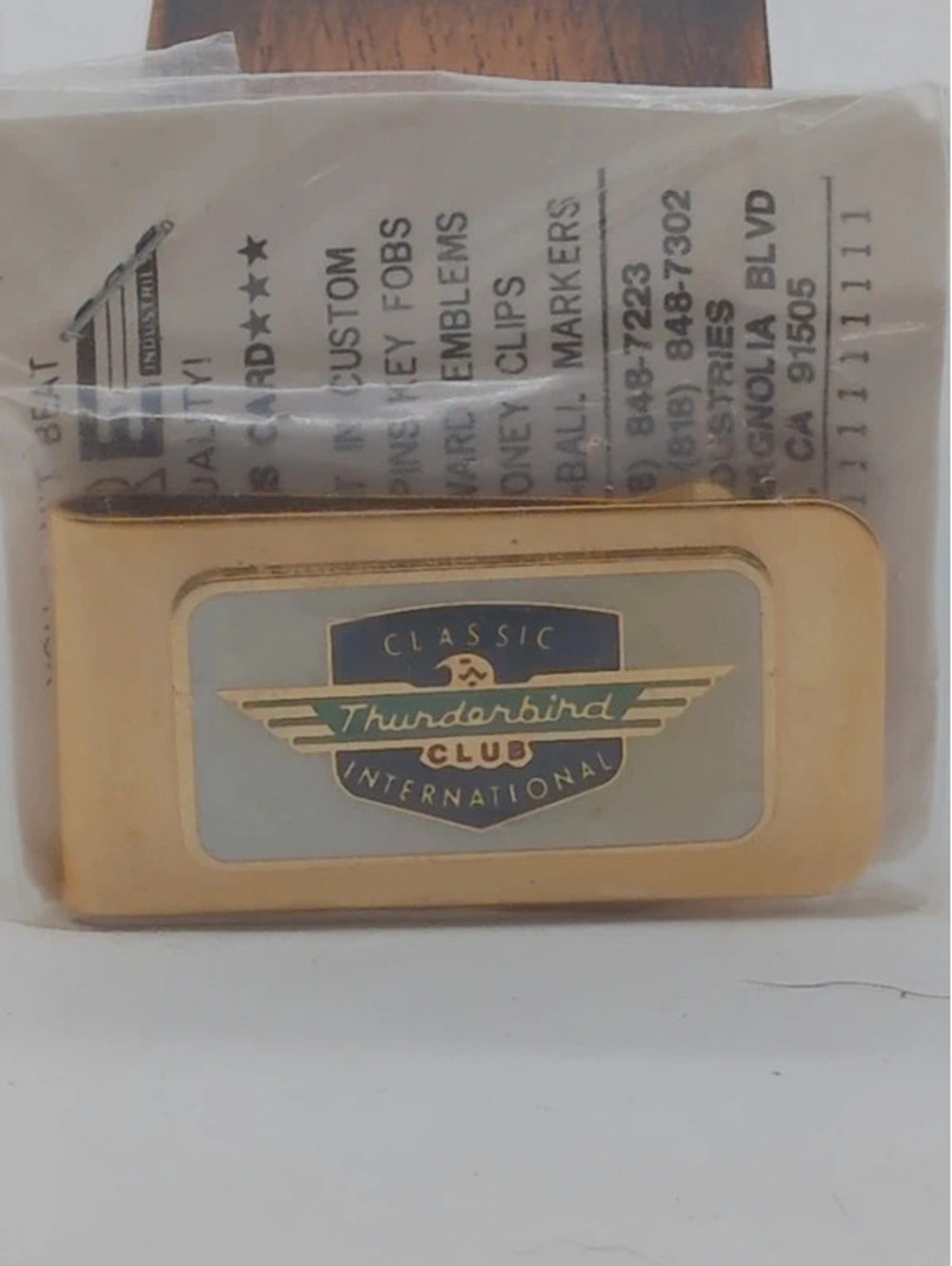 Vintage Classic Thunderbird Club International Enamel Money Clip - NOS